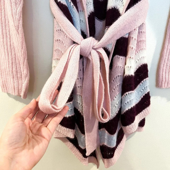 LoveShackFancy Ariella Alpaca Wool Pink Purple Squiggle Cardigan Sweater M RARE - Picture 7 of 7